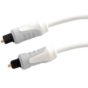 Pair of white cables with gray grip connectors and gold-plated pin tips.