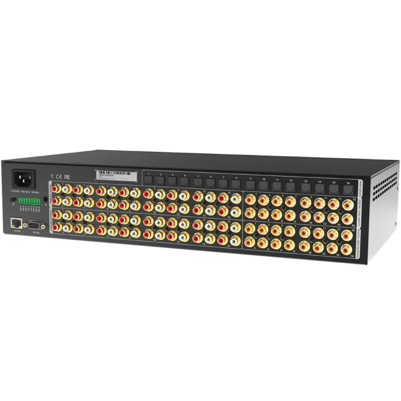 Zektor Palladia 8X8 Audio Matrix Rack-mount 16x16 av matrix switcher with rca video and stereo audio ports.