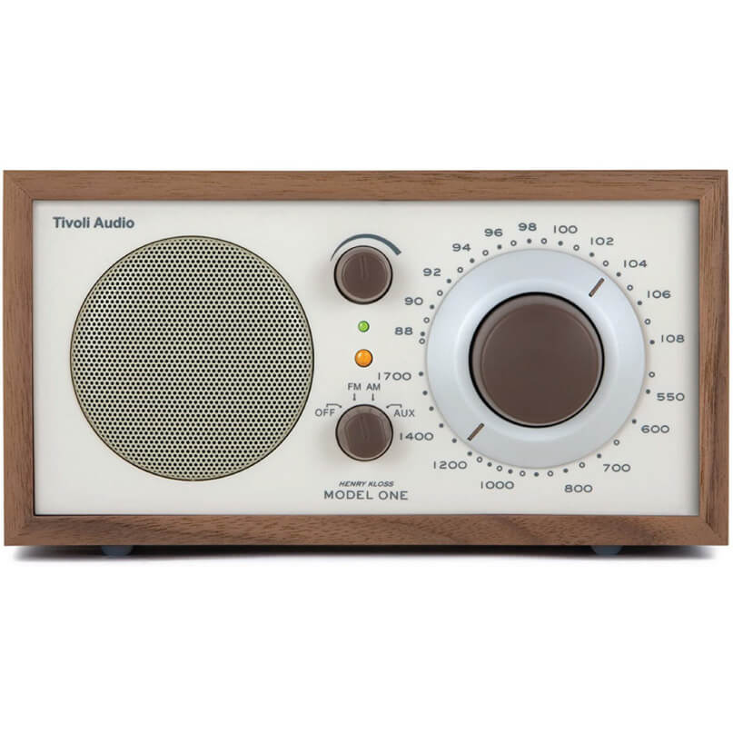 Tivoli Audio Model One Am/Fm Table Radio Tivoli audio model one wooden tabletop radio with large right tuning dial and left speaker grille