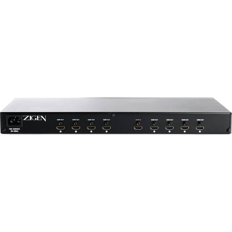 Zigen 18Da Hdmi Distribution Amplifier Zigen hdmi matrix switcher, 1u rack-mount, front panel with eight hdmi output ports.