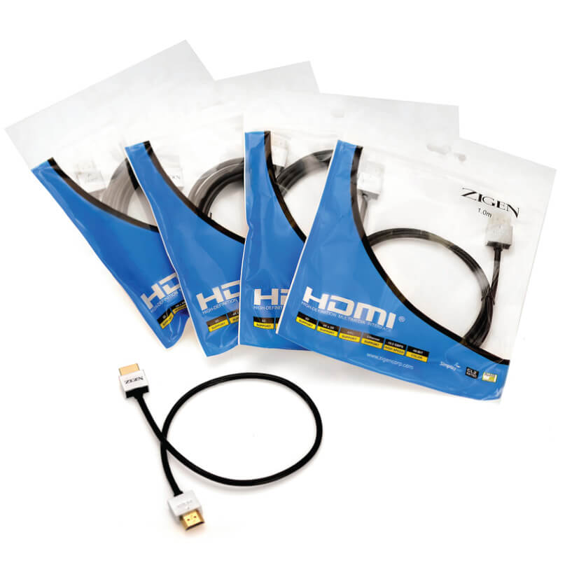 Zigen Hdmi- 5M Cable Zigen hdmi cable in blue packaging, 1. 0m length, black with gold-plated connectors.