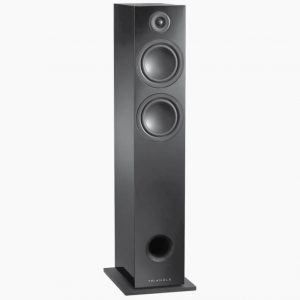 Triangle floorstanding loudspeaker with two large woofers and a small top tweeter.