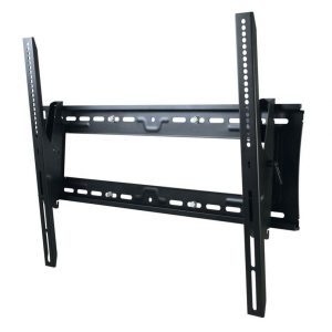 Universal adjustable TV wall mount bracket with dual vertical rails and horizontal mounting bars, black metal.