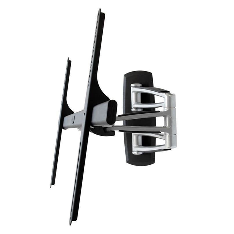 Telehook Th-3270-Ufm Wall Mount Wall-mounted dual-monitor arm with silver articulating brackets and black mounting plate.