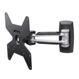 Articulating wall-mounted monitor arm with dual aluminum arms and a VESA mounting plate.