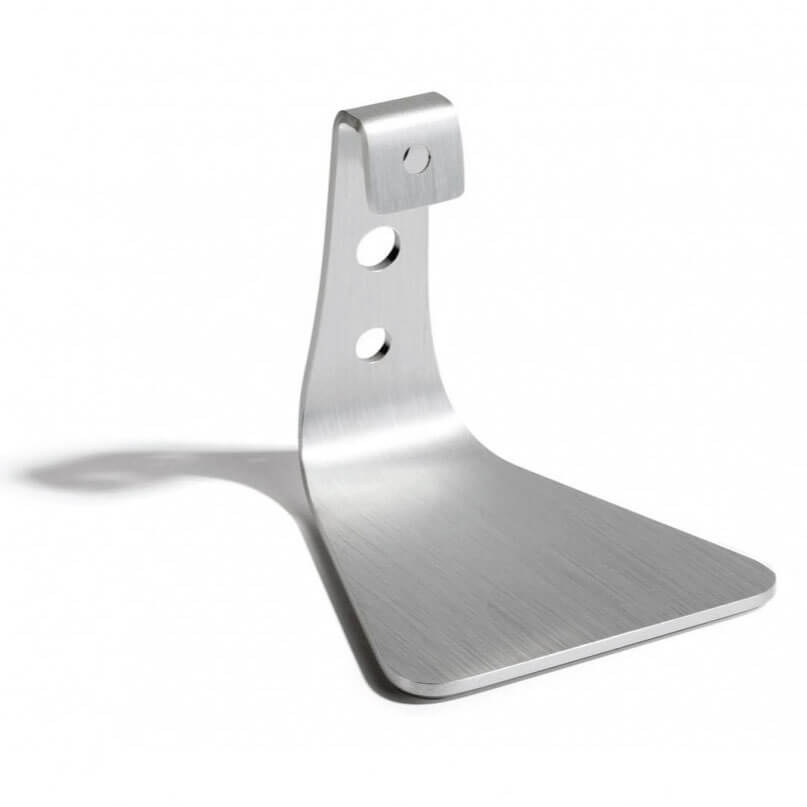 Cambridge Audio Minx Mount - Table Stand Stainless steel shelf bracket with curved base and vertical perforated arm for mounting.