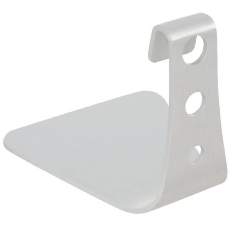 Cambridge Audio Minx Mount - Table Stand White plastic wall-mount bracket with a triangular support blade and three screw holes in the vertical arm.