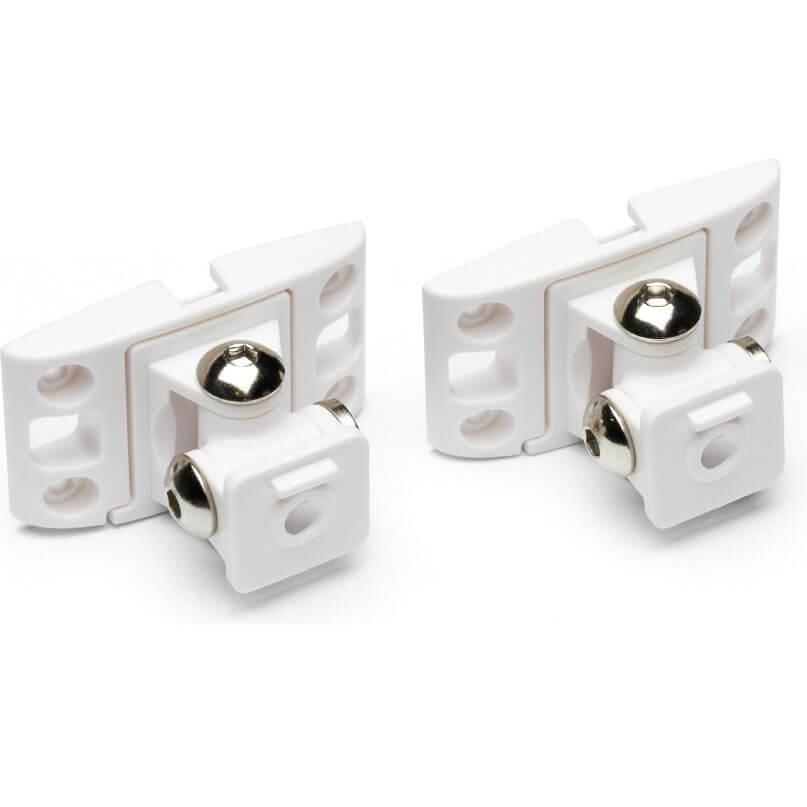 Cambridge Audio Minx Mount - Wall Bracket Pair of white plastic wire terminal blocks with metal ball contacts.
