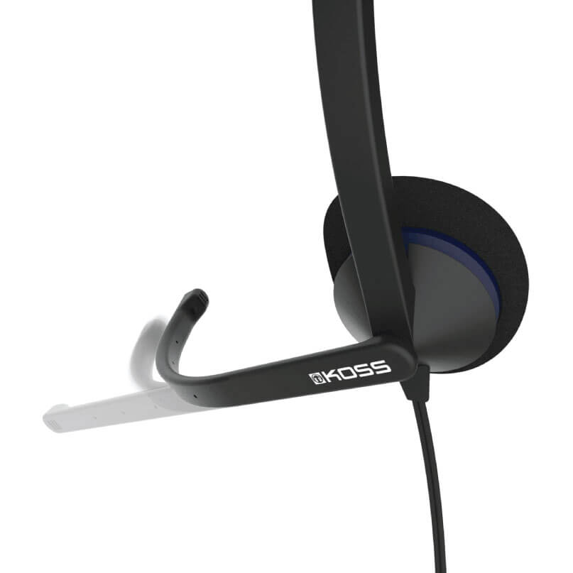Koss Cs200-Usb Headphones Koss wired over-ear headset with adjustable boom microphone and black cushioned ear pad