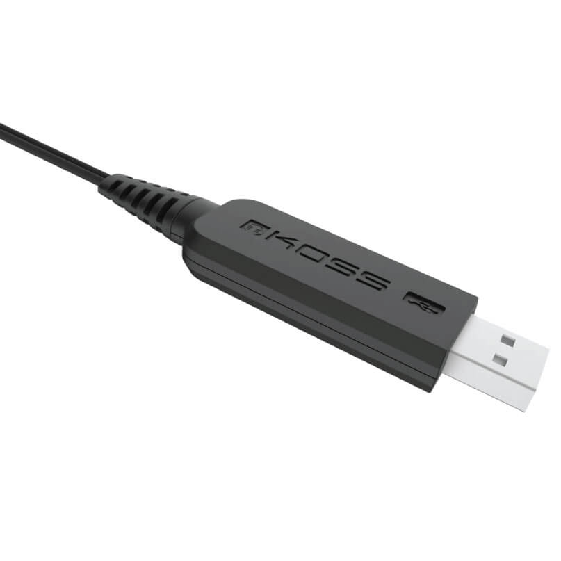 Koss Cs200-Usb Headphones Usb-a male connector with a short cable and a rectangular black inline housing.