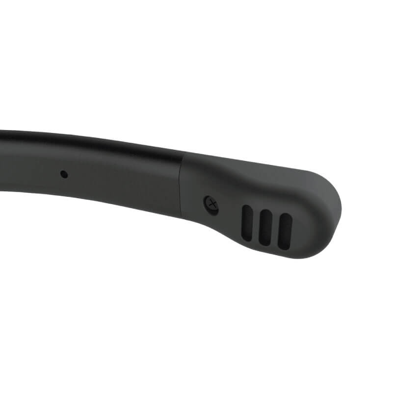 Koss Cs200 Headphones Dark gray curved eyeglass temple with three vertical vent slots and a small screw near the end