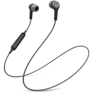 KOSS in-ear wired headphones with inline remote and gray-black silicone earbuds