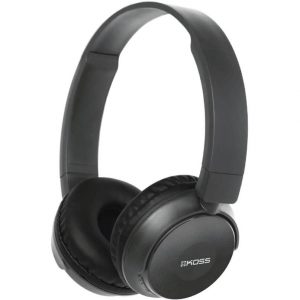Black over-ear headphones by Koss with padded ear cushions and adjustable headband.
