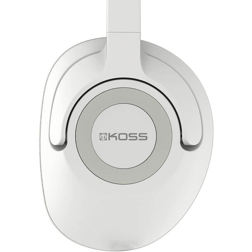 Koss Ur42Iw Over Ear Headphones White koss over-ear headphones with circular gray center cap and padded ear cushions.