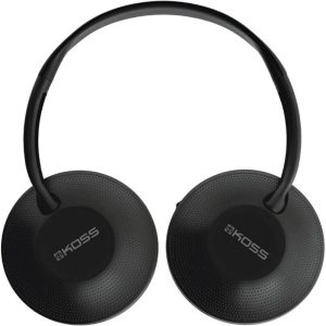 Koss over-ear headphones with black perforated circular ear cups and slim curved headband.