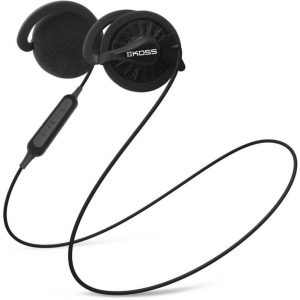 KOSS wired over-ear headphones with padded ear cushions and inline control, black