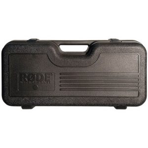 RODE Microphones protective hard case with carrying handle, textured black shell and horizontal grooves on the front.