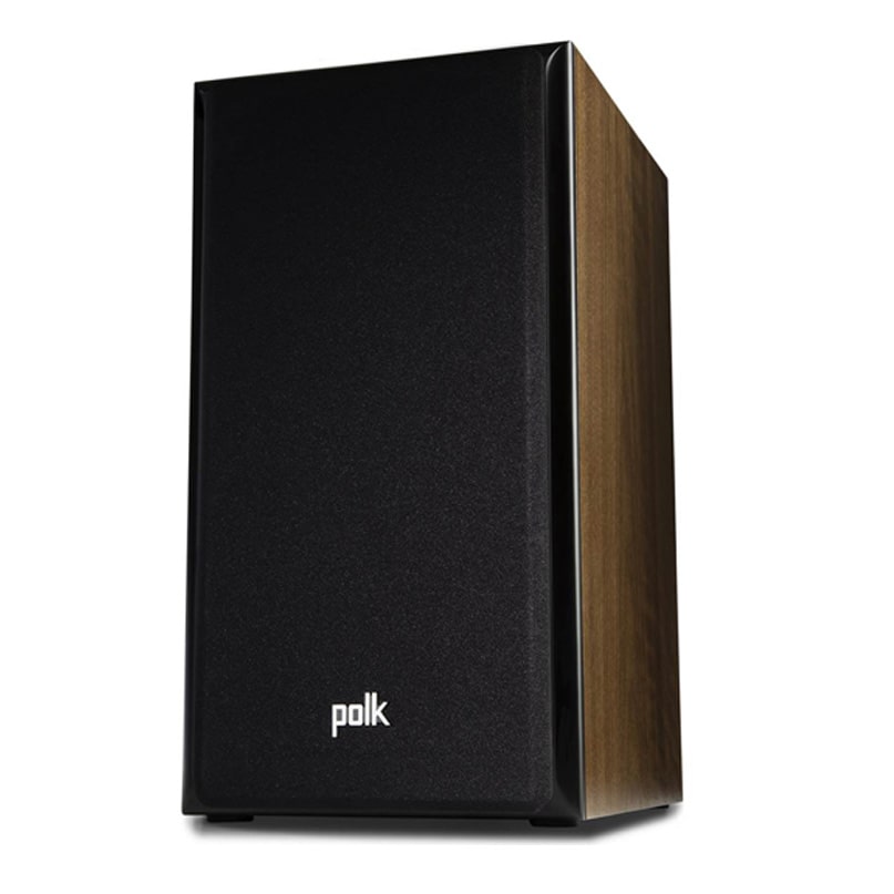 Polk Audio Legend L200 Bookshelf Speaker Polk audio bookshelf speaker with black front and wood veneer sides.