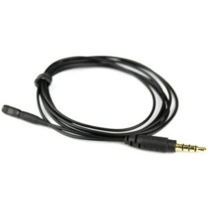 Black coiled audio cable with gold-plated 3.5mm connector.