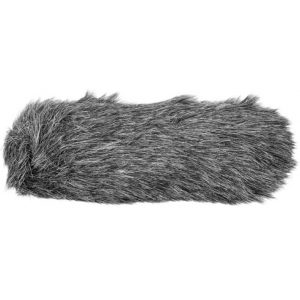 Long gray faux fur tail-shaped plush.