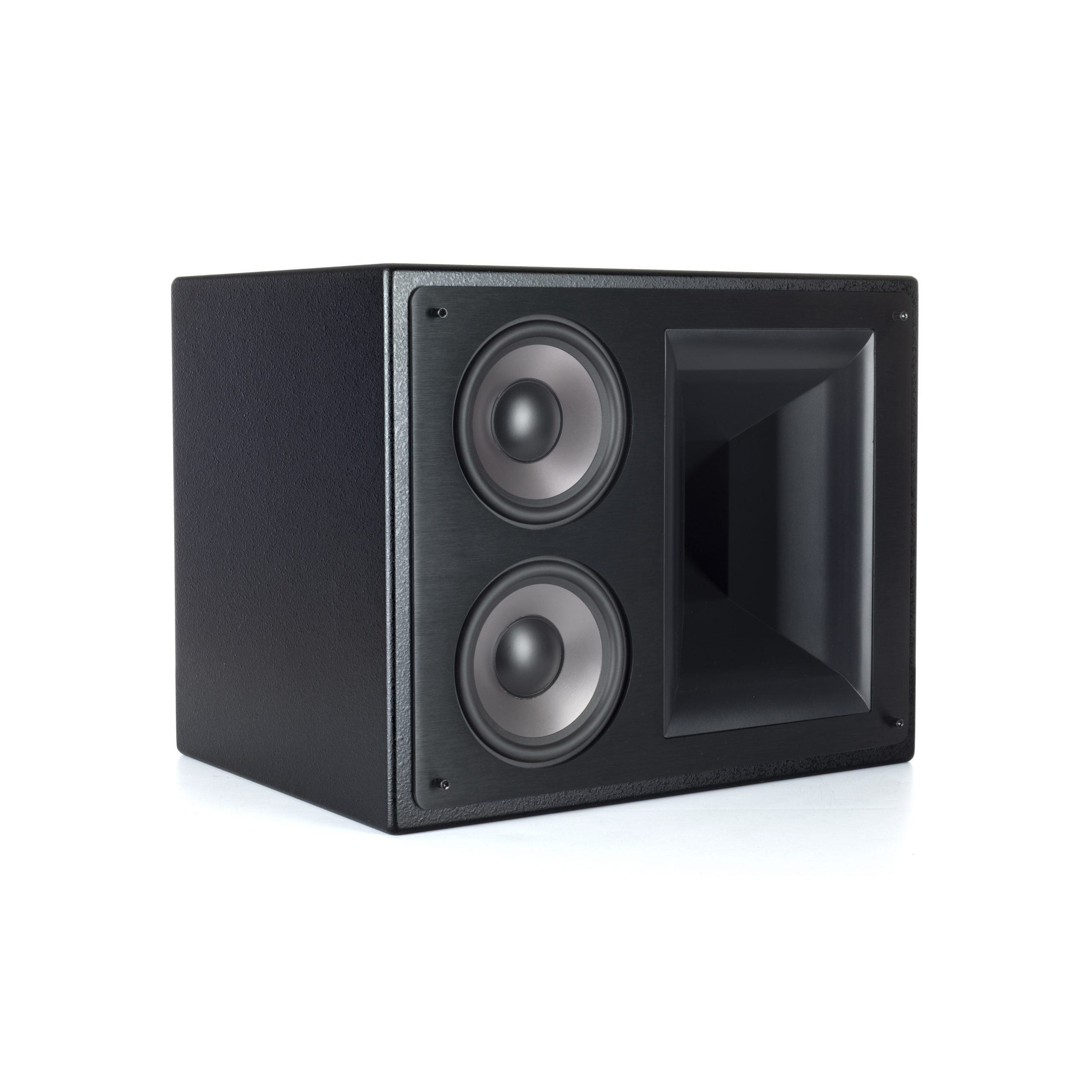 Klipsch Thx-5000-Lcr Dual 5.25&Quot; Thx Ultra2 Cinema Speaker (Each) Black textured loudspeaker cabinet with multiple circular drivers and a square front-waveguide on the right.
