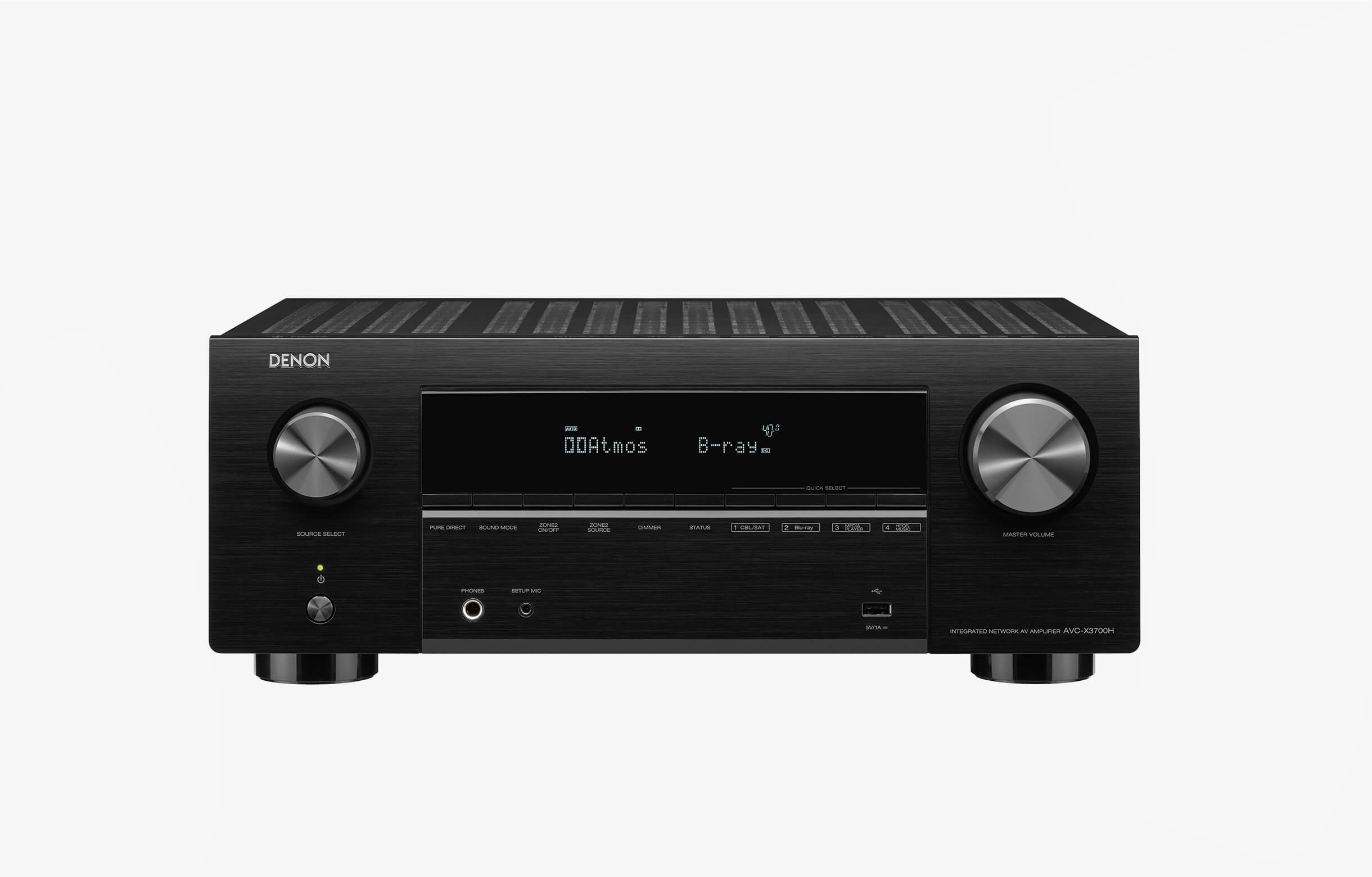 Denon Avc-X3700H Denon avc-x3700h integrated network av amplifier with brushed metal finish and two large front knobs.