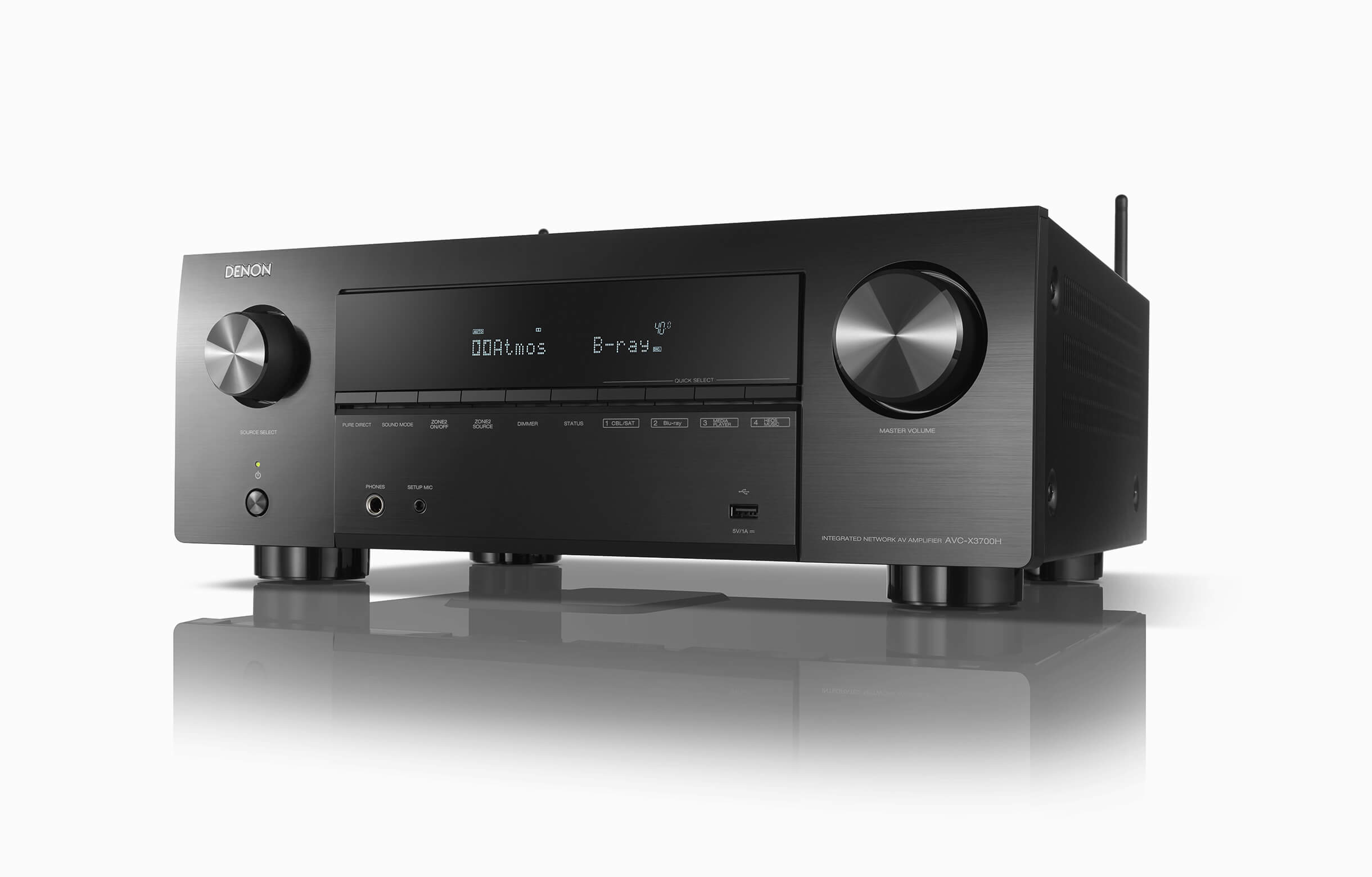 Denon Avc-X3700H Denon avr-x3700h integrated network av receiver with a brushed metal front panel and two large control knobs.