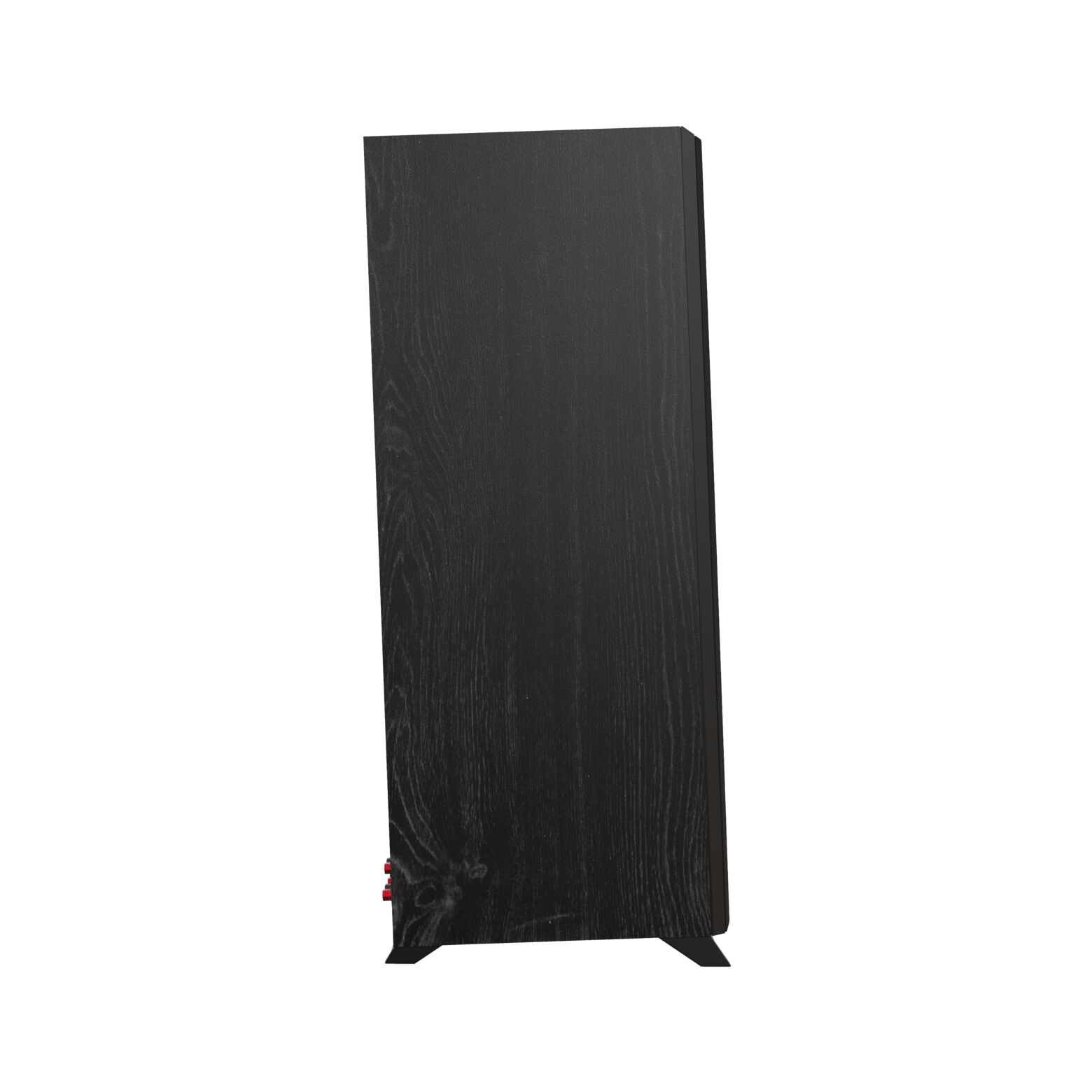 Klipsch Rp-6000F Ii Tall black wood-paneled freestanding panel with visible grain and small red accents at base.