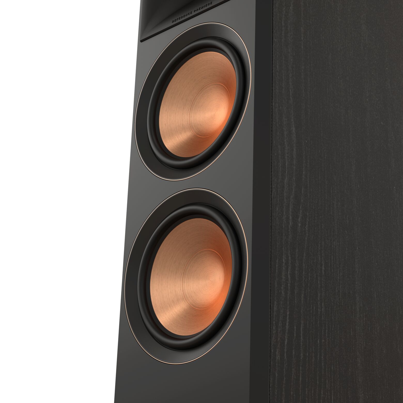 Klipsch Rp-6000F Ii Floor-standing speaker with copper-colored woofer cones and a dark grey cabinet.