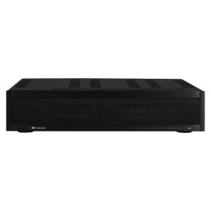 ELAC IS-AMP1650-8K 16-channel rack-mount power amplifier with perforated front panel and LED indicators.
