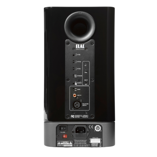 Elac Navis Arb-51 Bookshelf Speakers Elac navis series powered bookshelf speaker with rear panel balanced line-in, rca inputs and power inlet.