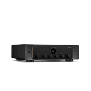 Marantz Model 30 integrated amplifier in black with carbon fiber side panels and multiple front knobs.