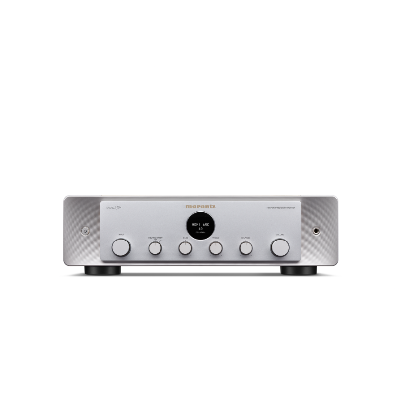 Marantz Model 40N Stereo Amplifier Marantz integrated amplifier with silver front panel, circular display, and multiple control knobs.