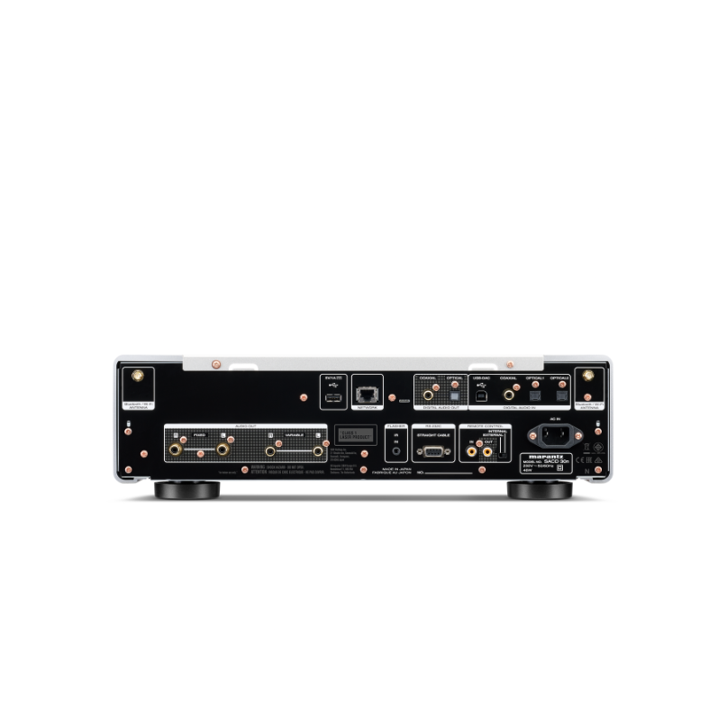 Marantz Sacd 30N Premium Cd Player Marantz dac/streamer rear panel with multiple analog and digital audio inputs and outputs.