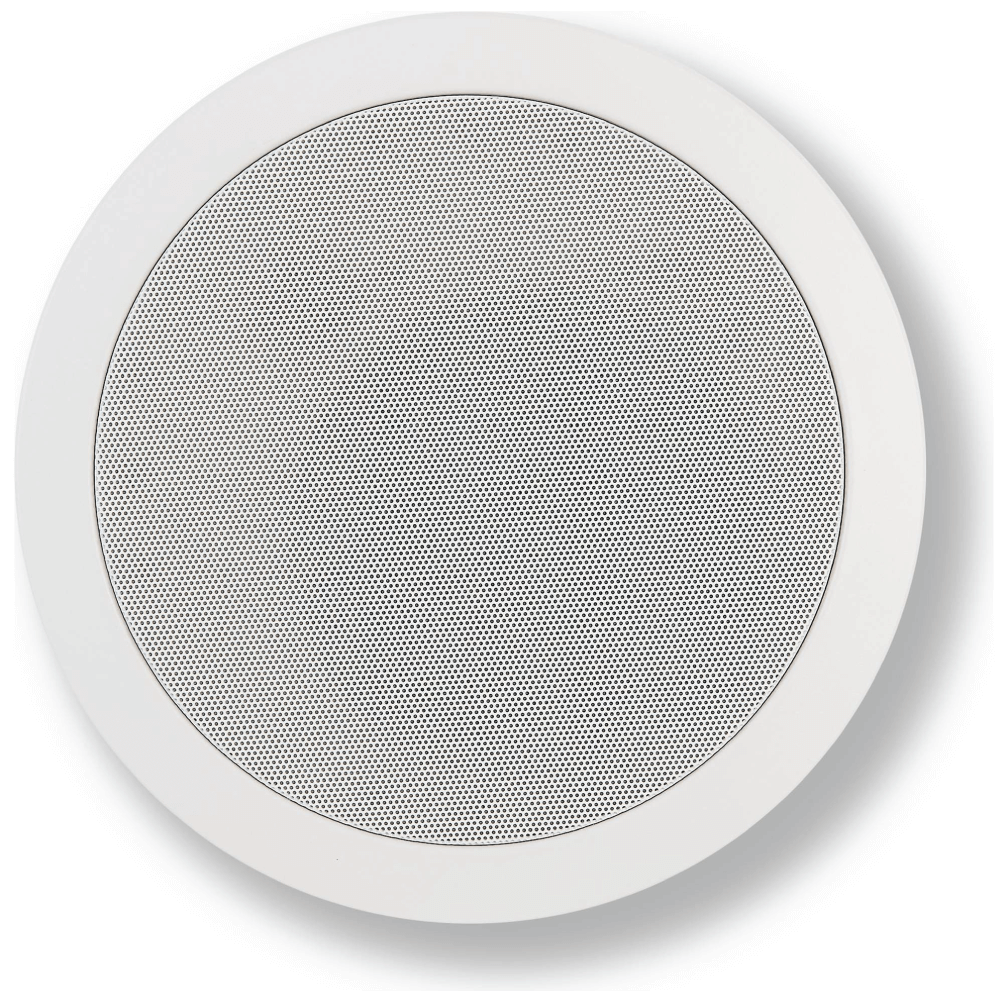 Klipsch Ic-525-T - Sold As Pair Round white ceiling speaker with a perforated metal grille and smooth outer bezel.