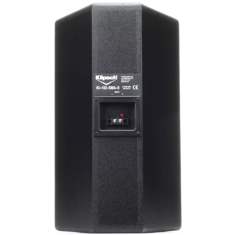 Klipsch Ki-102-B-Sma-Ii Klipsch ki-102-sma-ii bookshelf loudspeaker rear panel with binding posts.