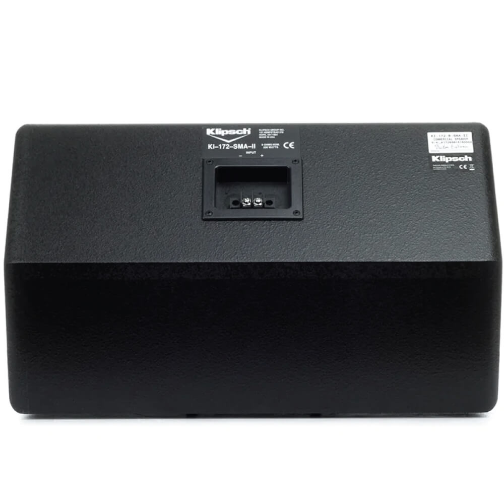 Klipsch Ki-172-B-Sma-Ii Klipsch k-172-sma-ii loudspeaker, rear view showing black textured cabinet and input terminal panel.