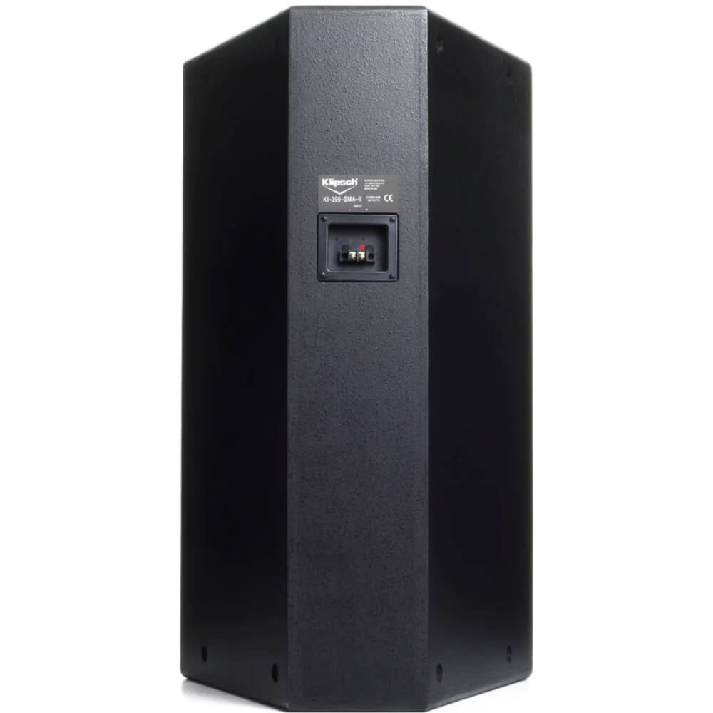 Klipsch Ki-396-B-Sma-Ii Klipsch ki-396-sma-ii floorstanding speaker with rear input panel and binding posts in a black textured cabinet