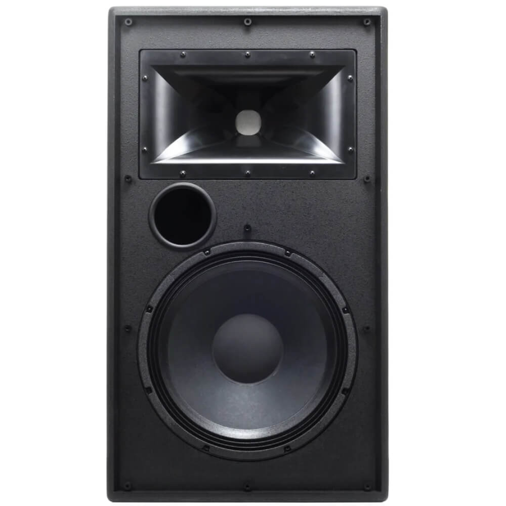 Klipsch Ki-396-B-Sma-Ii Black floor-standing loudspeaker with a large woofer, front bass-reflex port, and horn-loaded tweeter