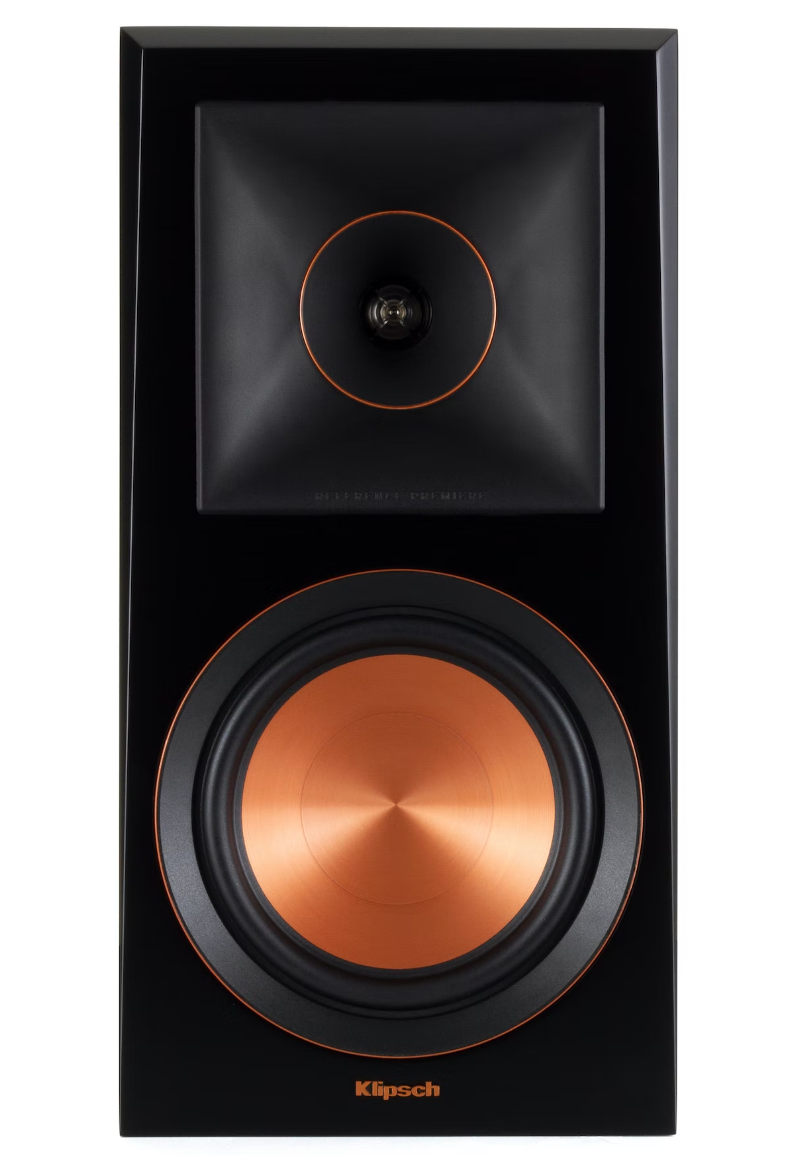 Klipsch R600Pack51 Hn Pack Klipsch reference premiere floor-standing speaker with copper woofer and horn tweeter in a black cabinet.