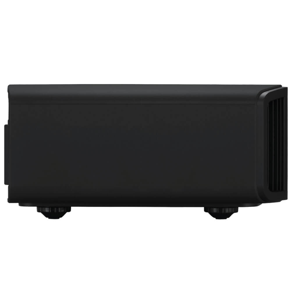 Jvc Dla-Nz8Be Projector Black rectangular electronic device with vertical side vent and adjustable feet.