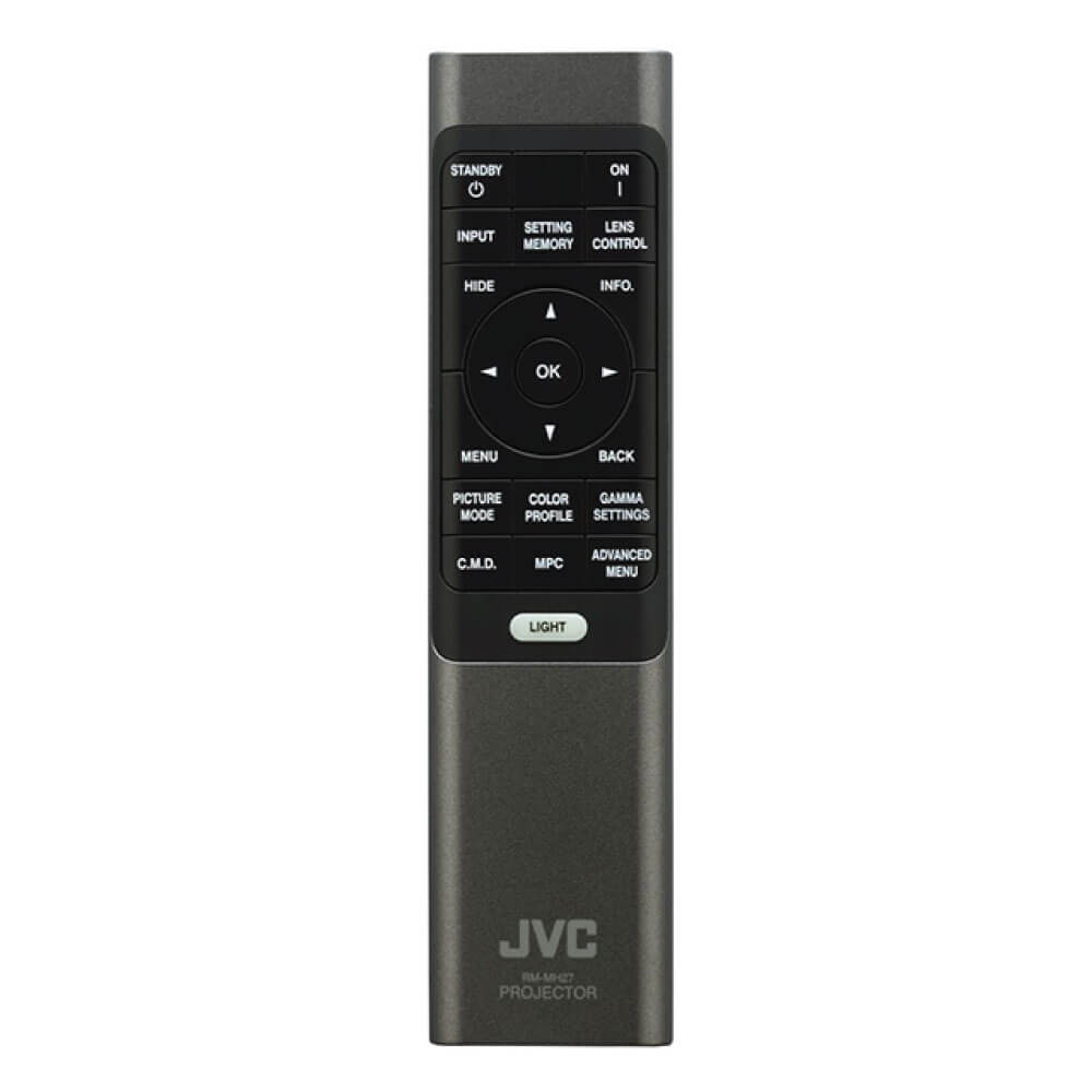 Jvc Dla-Np5 Projector Jvc projector remote control with circular navigation pad and multiple labeled buttons; model unclear.