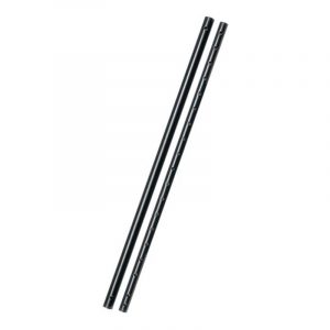 Pair of black adjustable trekking pole segments with evenly spaced lock holes.