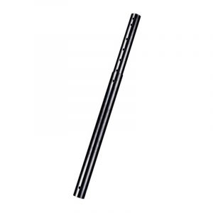 Black metal cylindrical tube with multiple evenly spaced holes along its length.