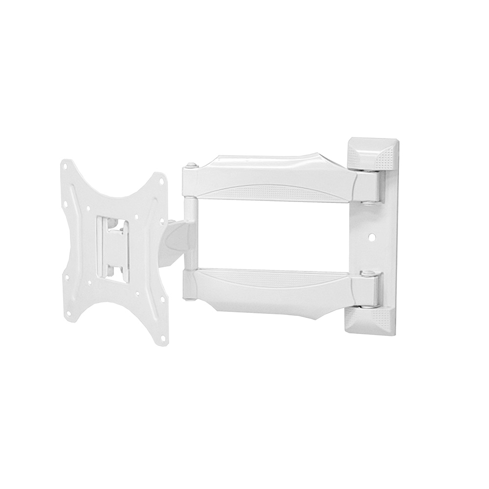 Tauris Tvmda22W White dual-arm wall mount for flat-panel tv or monitor with adjustable extension.