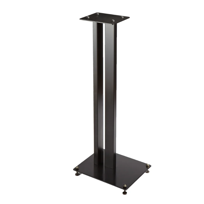Tauris Sp199-24 Speaker Stand Pair Tauris sp199-24 black metal speaker stand featuring a rectangular base, two vertical support columns, and a small rectangular platform on top.