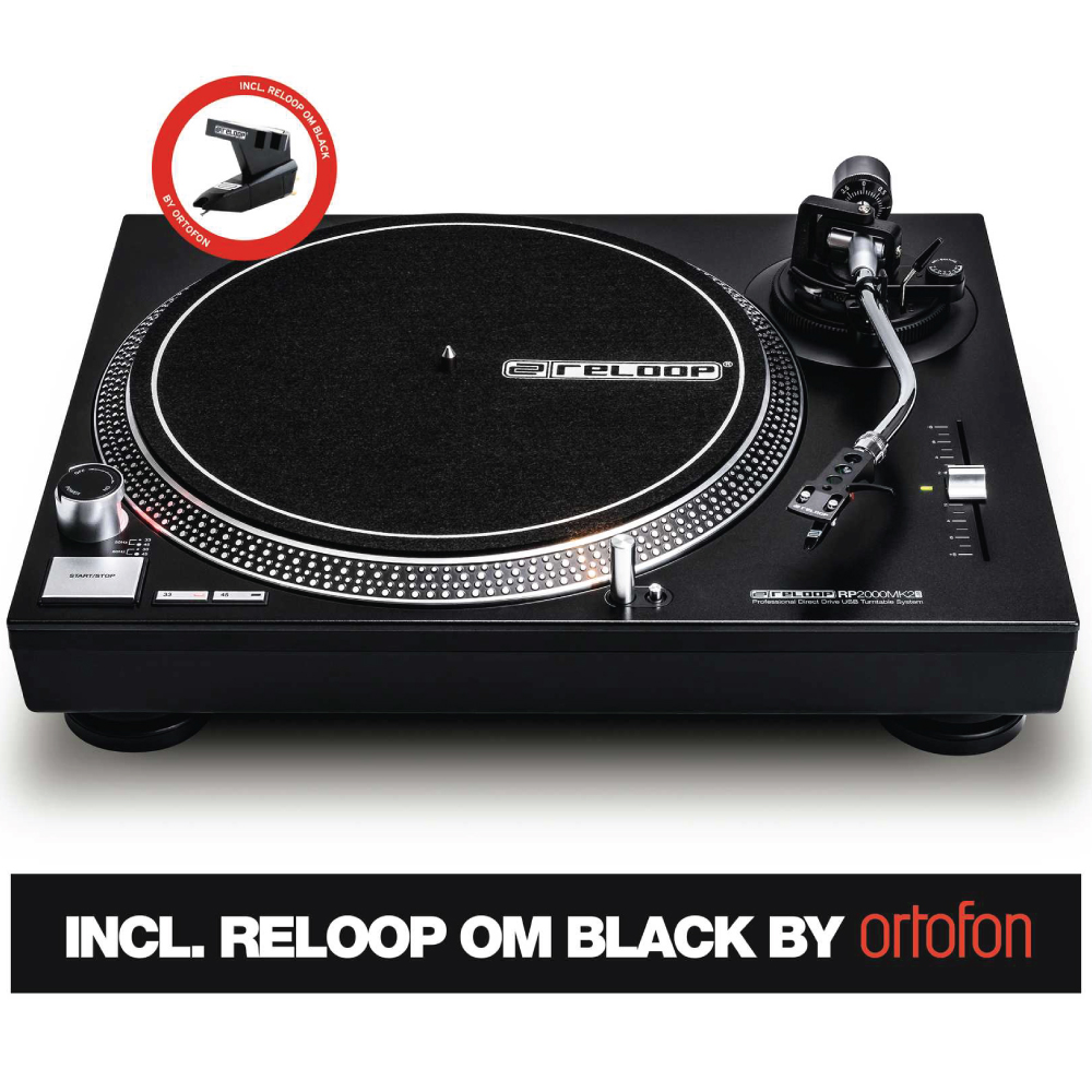 Reloop Rp-2000Mk2 Direct Drive Scratch Dj Turntable With Usb Reloop direct-drive dj turntable with adjustable tonearm and ortofon om black cartridge included.