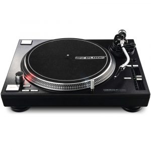 Reloop RP-7000MK2 professional DJ turntable with metal platter and adjustable pitch slider.