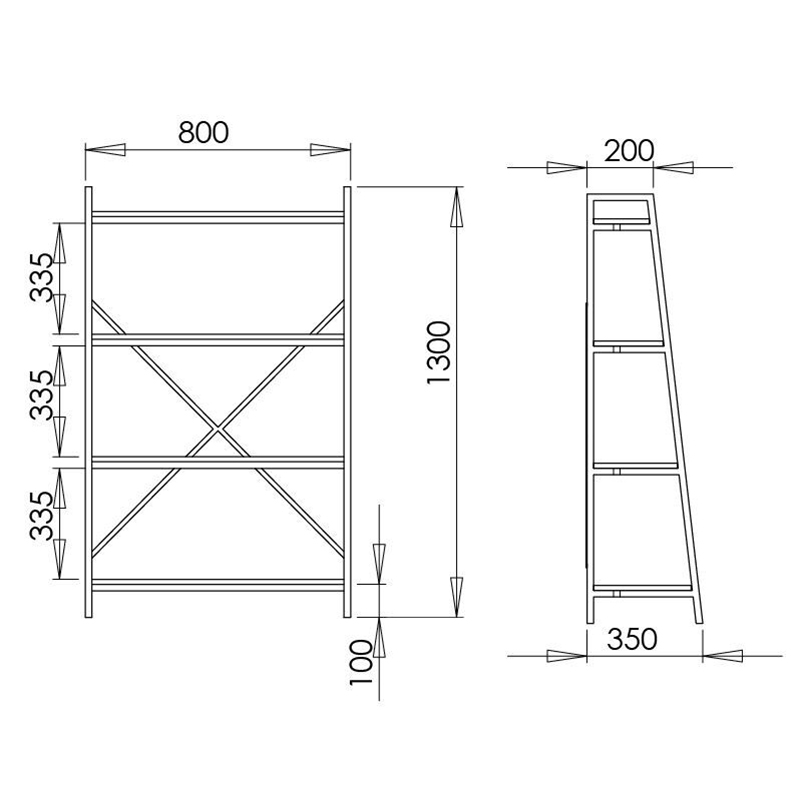 Workzone Aspect Bc1300 Metal storage shelving unit with diagonal cross-bracing, 800 mm wide, 350 mm deep, 1300 mm tall.