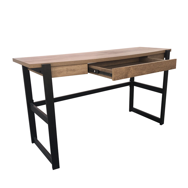 Workzone Elite Desk 1400 Industrial-style wooden desk with black metal legs and a single pull-out drawer.